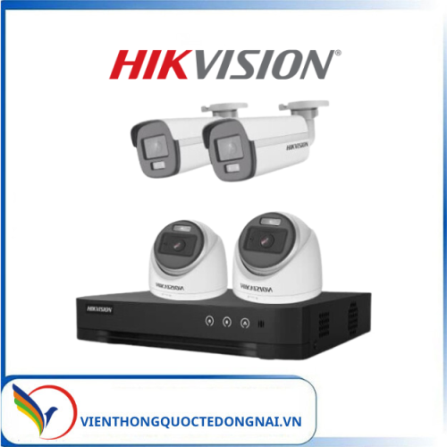 ComBo 4 Mắt Camera HIKVISION 2.0mp - Có Loa- Màu Ban Đêm Chính Hãng