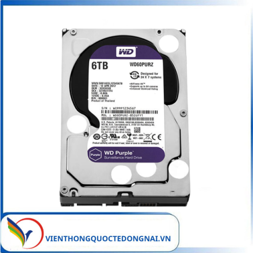 Ổ cứng Western Digital Purple 6TB WD63PURZ (3.5Inch/ 5640rpm/ 256MB/ SATA3/ Ổ Camera)