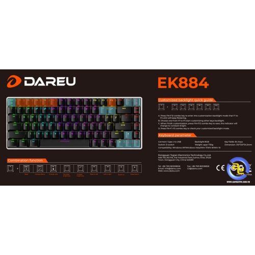 Bàn phím cơ DareU EK884 RGB