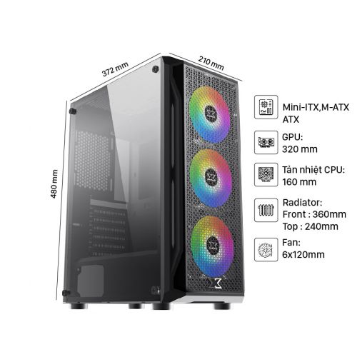 Vỏ Case Xigmatek  GAMING X 3FX ( MidTower/Màu Đen)