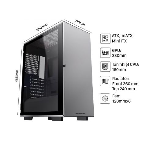 Vỏ Case Xigmatek LUX A Shadow  (Mid Tower/Màu Xám Nhôm)