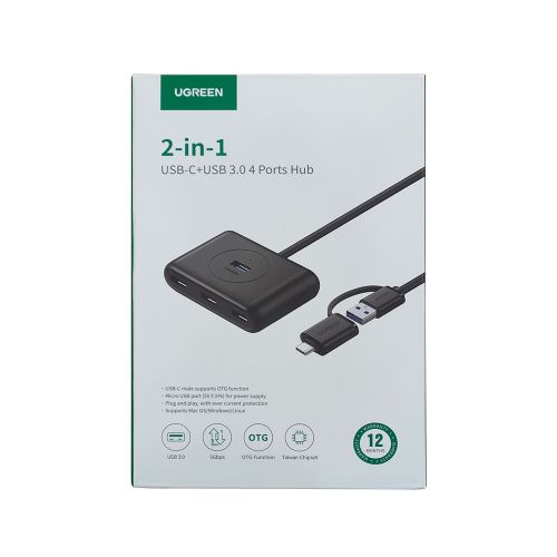 Bộ chia USB 3.0 + Type-C 4 cổng , dài 1 M Ugreen 40850