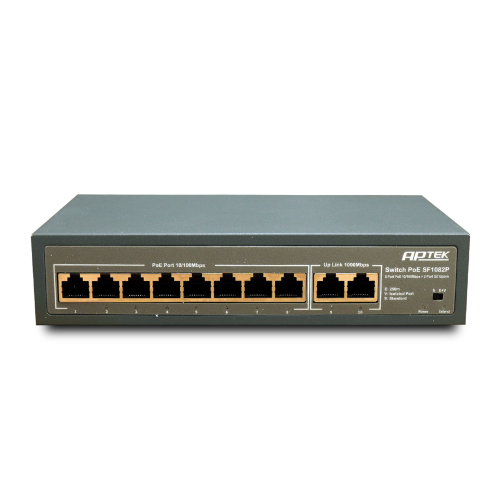 Switch 8 port PoE APTEK SF1082P - 2 Uplink Gigabit