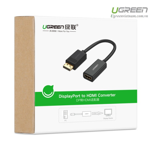 Cáp Chuyển Displayport to HDMI FullHD Ugreen 40362 Black